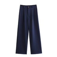 Kaslead Mới Nữ Thời Trang Sọc Quần Ống Rộng Phong Cách Euro-mỹ Chân Thẳng Dạo Phố Polyester 100%