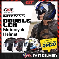 GTmotor GXT708 Double Lens Motorcycle Helmet Half Helmet Topi Keledar Helmet Motor Topi GXT 708 Helm