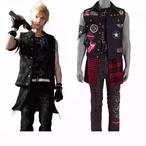 Game FFXV Cosplay Prompto Argentum Costume Man's Vest Pants Full Set Halloween Party Outfit