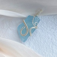 【天然半寶石】海藍寶手作吊飾項鍊 / 原石水晶