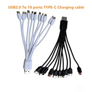 10 Ports TYPE-C Male Charge Cable USB2.0 Type-A To 10x TYPE-C Ports Charging Cable