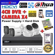 DAHUA 4-CHANNEL 2MP Full HD 1080P CCTV 4CH (DVR 5MP) + Camera (2MP)+ HardDisc + Power Supply