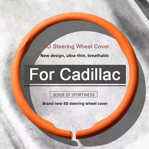 8D Car Steering Wheel Cover Perforated Nappa Leather Non-Slip Booster Cover For Cadillac ATS CT4 CT5