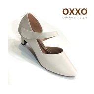 OXXO รองเท้าคัทชูส้นสูง รองเท้าแฟชั่น ใส่ทำงาน ใส่ออกงาน หนังpuนุ่ม พี้นนิ่ม สวยเรียบหรู พร้อมสายคาดหลังเท้าปรับระดับได้ SM3328