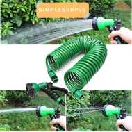 SIMPLESHOPLS Garden Coil Hose, 7.5~30m 3/8" Connector Stretch Water Pipe, 7 Function Sprayer -Proof 