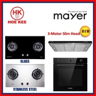 (HOB + HOOD + OVEN) Mayer MMGH222 Glass / MMSS222 Stainless Steel Hob + Mayer MMSIA900HS / MMSIA900HS BK Slimline Hood + Mayer MMDOA8R Built-In Oven