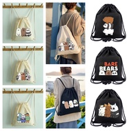 We Bare Bears Bag Canvas Backpack Student Drawstring Bag Shopping Bag Cartoon Bag Birthday