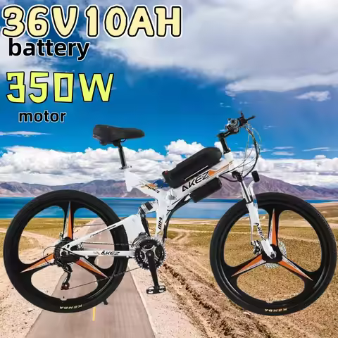 AKEZ Electric bicycle 350w36v10ah battery adult urban commuter Electric Bike 26 Inch Fat Tire snow b