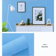 Wallpaper Dinding foam linen motif Biru polos 3D Super Elegant