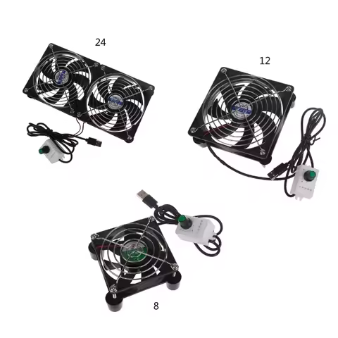 High-Performance USB Fan with Interchangeable Mesh Cover - 8cm,12cm 24cm Infinite Speed Adjustment 3