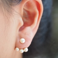 92.5% Pure Silver earrings Synthetic Pearl Ball Party Cute Fashion ear jacket/JA7
