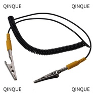 QINJUE Anti-Static ESD Grounding Cable, 2mm 180cm / 71" Coiled Cord, Male-to-Female Polyurethane Bla