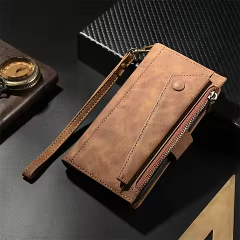 Zipper Leather Crossbody RFID Wallet Case for Vivo Y38 Y36 Y35 Y28 Y20s Y21s Y22s Y33s 38 Y 36 Y75 Y