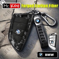 [Mr.Key] Forged Carbon Fiber Key Cover for BMW X1 F46 G30 F30 F40 G30 F20 F10 F48 X3 X5 Keychain Fob