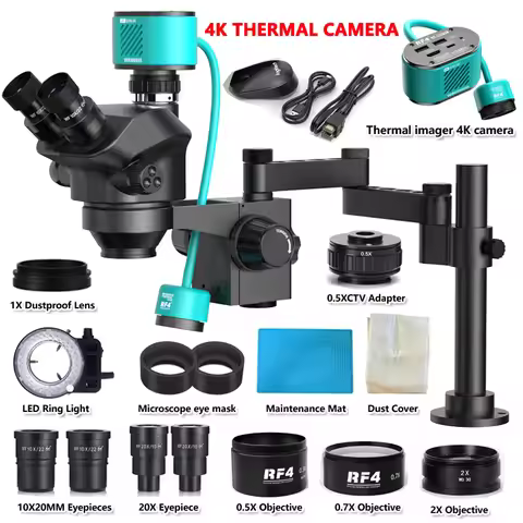 3.5-200X Simul-Focal Stereo Trinocular Microscope Set 4K 2K 1080P HDMI VGA USB TF Video Camera Clamp