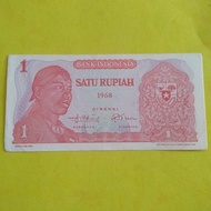 1 Gambar Uang kertas kuno 1 Rupiah 1968 UNC 