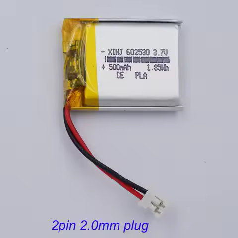 3.7V 500mAh 1.85Wh Rechargeable Li Polymer Lipo Lithium Battery JST 2pin 2.0mm Connector 602530 For 