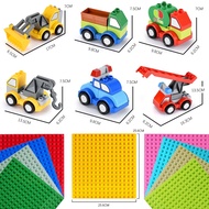 Excavator crane police car building blocks compatible with LEGO Duplo building blocks children toys