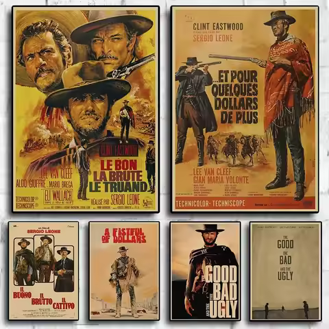 Vintage The Good The Bad and The Ugly Hero Denim Gun Home Wall Art Mural Room Decor Decorative Movie