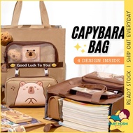 BH Capybara Girl Tuition School Bag A4 File Cartoon Large Capacity Beg Sekolah Budak Perempuan Eleme