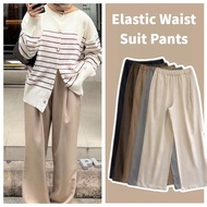 [HZA] Elastic Suit Pants Smart Casual Business Baggy Trousers ROK Korean Style Muslimah Womenwear
