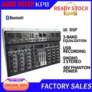 ♞,♘Aibedo KP8 Channel Professional Audio Mixer Bluetooth DSP USB Mini Audio Mixer amplifier all-in-
