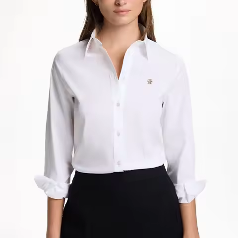 CH New Trend Fashion Shirt High Quality Brand Letter Label Accessories Pure White Women's Versatile 