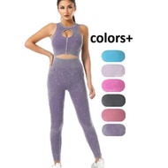 High-Waisted Seamless Zipper Yoga Pants Set2New Jacquard Fitness Women's Sports Bra E8B8