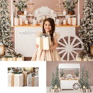 Winter Creamy Cocoa Cart Backgrounds Kids Adult Photography Props Child Baby Christmas Tree Box Deco