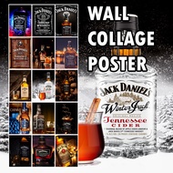(16PCS) Poster Aesthetic Bir Jack Daniels Ukuran A6 aesthetic hiasan dinding stiker/HP021