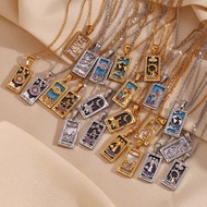 9 ️ ⃣ Fashionable Popular Niche Pendant Stainless Steel Plated 18K Gold Retro Tarot Necklace 2026.03