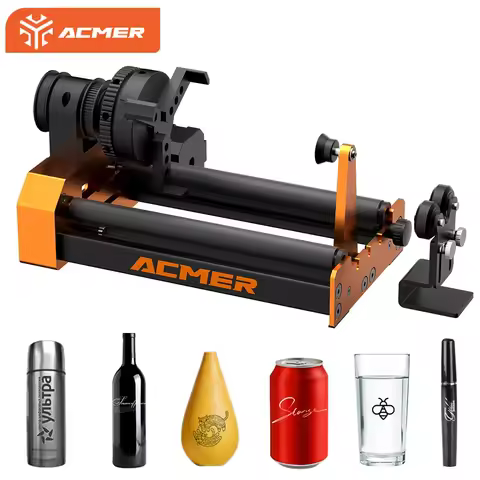 ACMER M4 Laser Engraver Rotary Module 4th Axis Rotary For Curved Surface 3-Jaw Rotary Axis Clamp Dia