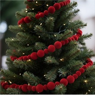 6 Feet Christmas Flocking Ball String Suede Christmas Tree Ornaments Christmas Wreath Hanging Christ