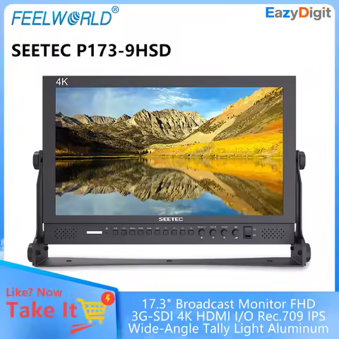 SEETEC P173-9HSD 17.3" Broadcast Monitor FHD 3G-SDI 4K HDMI I/O Rec.709 IPS Wide-Angle Tally Light A