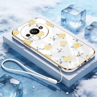 YBD Case For Redmi A3 A3X Xiaomi POCO C61 4G INS Style Full Screen Chrysanthemum with Lanyard