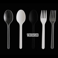 Plastic spoon and fork - white, black, clear plastic spoon and fork - spoon and fork - plastic spoon