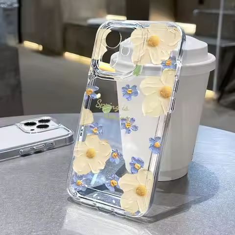 Flower Clear Case For Samsung S26 Ultra Cases Galaxy S25 S24 Ultra S23 Plus S22 A57 A37 A56 A55 A36 