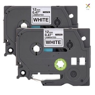Label Tape Replacement for  P-Press TZe Label Tape 12mm 0.47 Inch Laminated 26.2 Feet Black on White