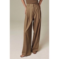 DPS Genuine Korean Dongdaemun Korea Daigou elborn Wool 100% Double Waist Ear Pleated Wide Pants coco