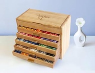 Anchor - Light Pine Box with Assortment of 489 Strands of 8m Mouline Thread | 5 Drawers | Perfect So