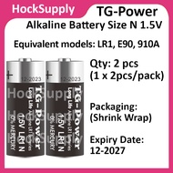 [2pcs] TG-Power Alkaline Size N, LR1 Battery 1.5V, E90, 910A (GP N Equivalent)