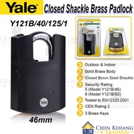 Yale Y121B/40/125/1 Classic Series Brass Shrouded Padlock with Steel Shackle 40mm Y121B