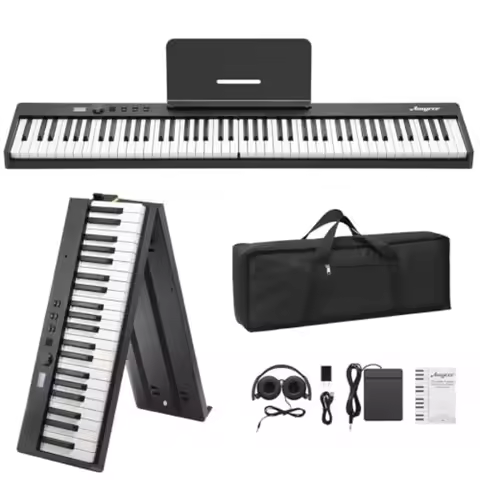 88 Key Full-Size Semi-Weighted Electronic Keyboard Piano for home practice and live performance, bla