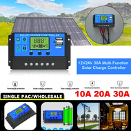 COD Taffware Solar Charger Controller 10 A Regulator LCD Display Dual USB 12V/24V Cell Panel surya