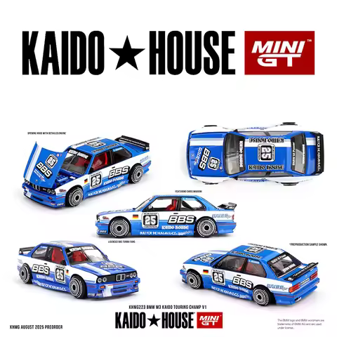 PreSale KHMG 223 1:64 BMW M3 Kaido Touring Champ V1 Openable Hood Diecast Car Model Kaido House MINI