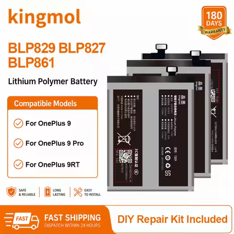 Kingmol BLP829 BLP827 BLP861 Replacement Battery for OnePlus 9 9RT 9 Pro Phone Batteries with Tools 