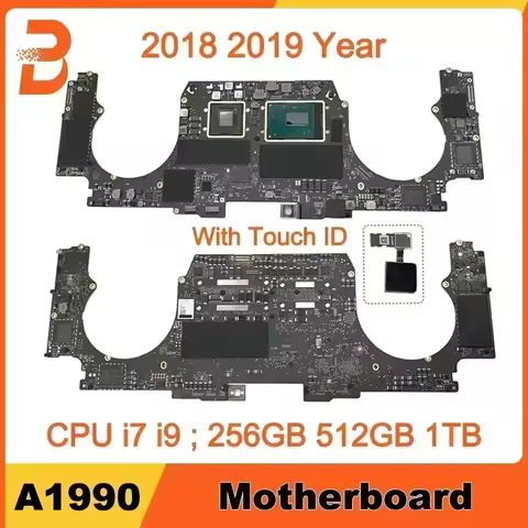 Original Laptop Logic Board 820-01041-A 820-01814-A For MacBook Pro 15" A1990 Motherboard i7 i9 256G