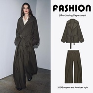 ZARA 2025 Autumn Women's Elegant Jacket 6136244 737 Pleated Trousers 6136245 737