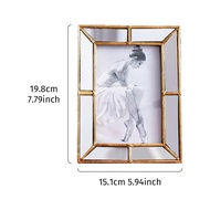 1PC A Photo Frame with a Simple Golden Resin Material Frame and Mirror Glass Inlaid Decoration Suita