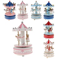 [rockible] Wooden Music Box Mechanism -Carousel Music Box Rotatable  with Melodies- Music